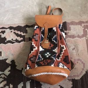 Vintage Wool and Leather Kilim Backpack